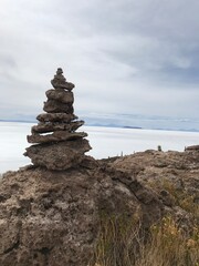 Rock stack in Salar de Uyuni