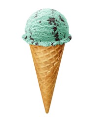 アイスクリーム チョコミント イラスト リアル コーン