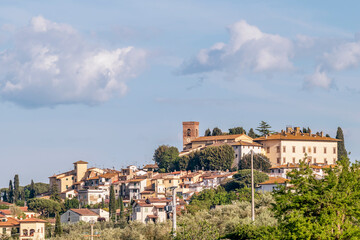 Beautiful panoramic view of Cerreto Guidi, Florence, Italy, on a beautiful sunny day