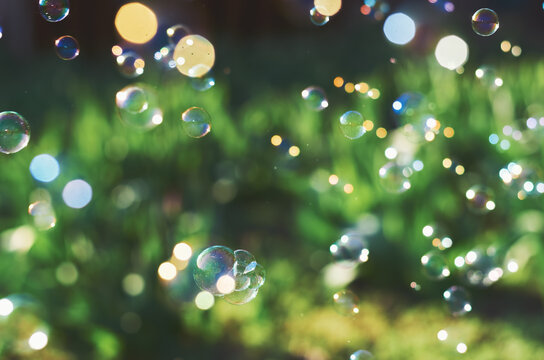 blurry soap bubbles on a colorful blurry background