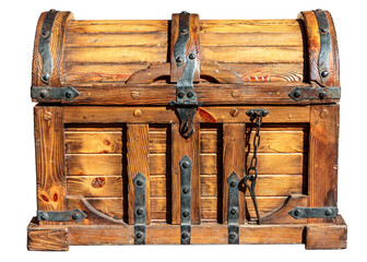 Pirate chest. Old wooden box with lock
