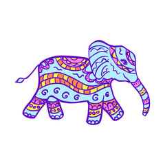 Hand drawn elephant, isolated on white vector illustration