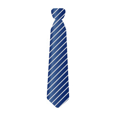 Blue tie with white stripes. Isolated on a white background.