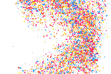 Fototapeta premium Colorful Explosion Of Confetti. Grainy Abstract Multicolored Texture Isolated On White Background. Flat Design Element. Vector Illustration, Eps 10.