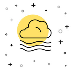 Black line Windy weather icon isolated on white background. Cloud and wind. Random dynamic shapes. Vector