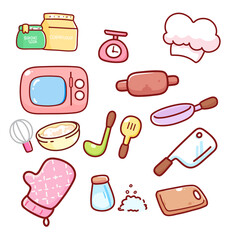 Cartoon Kitchen Tools Sketch Vector Design