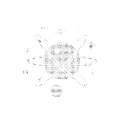The cosmic symbol filled with black dots. Pointillism style. Vector illustration on white background