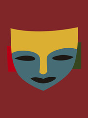 Mayan totem mask, Hawaiian or traditional African mask. Vector illustration in a modern style.