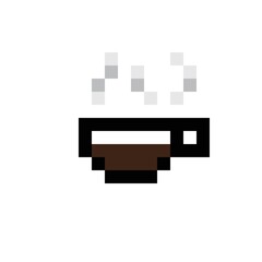 Coffee cup pixel art. Coffee mug pixel art. Vector illustration. Cup of coffee icon.