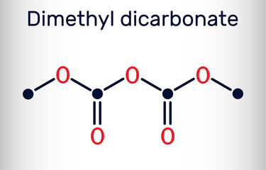 Dimethyl dicarbonate, DMDC, velcorin, dimethyl pyrocarbonate molecule. It is beverage preservative, sterilant, food additive E242. Skeletal chemical formula