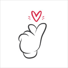 Hand Heart Vector, Hand Sign, Love Signal, Finger Heart, Love Icon, Love Hand Gesture, Sign Language, Love Language, Illustration Background