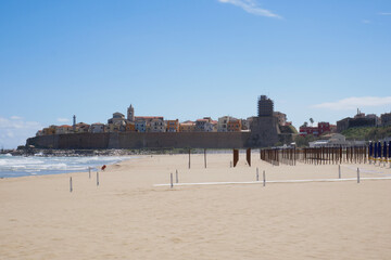 Termoli - Molise - The beach of the north coast before summer and the skyline of the ancient...