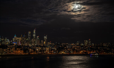Moonrise over the city