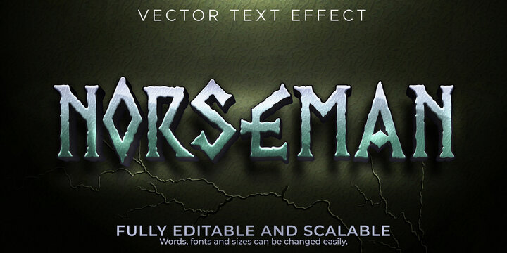Norseman text effect, editable vikings and nordic text style