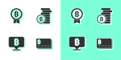 Set Credit card with bitcoin, Bitcoin, and icon. Vector