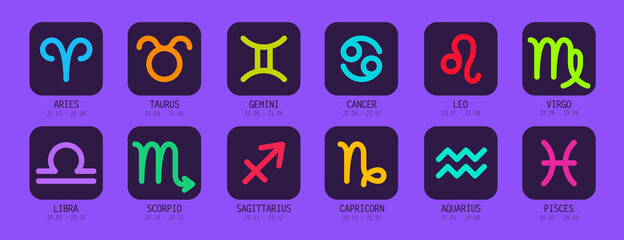 Set of astrological zodiac symbols. horoscope zodiac signs