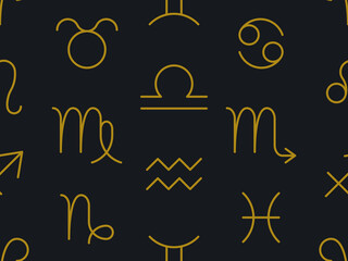 Seamless pattern with zodiac signs. horoscope zodiac signs