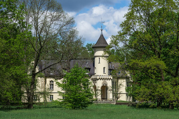 Fototapeta na wymiar Hohenbocka Castle - is a palace complex (built 1897/1898) in the South Brandenburg community of Hohenbocka in Oberspreewald-Lausitz district, Germany.