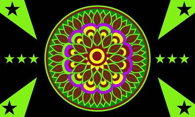 Vector oriental mandala with place for text, hand-drawn mandala border, decorative background with colorful lace ornament, Islam, Arabic, Indian, ottoman motifs, Meditation lettering, EPS 10