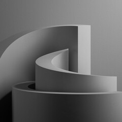 3d render, abstract gray background with modern minimal curvy serpentine shapes