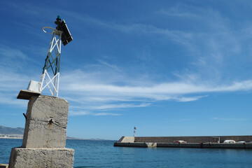 Beautiful round port of Mikrolimano in the heart of Piraeus during renovation works, Attica, Greece