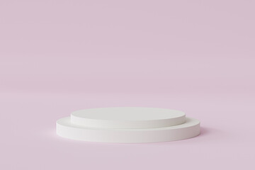 Podium or pedestal for products or advertising on pastel pink background, minimal 3d illustration render