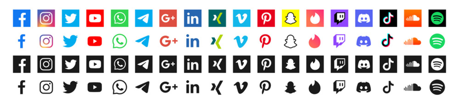 social media vector logo icon set