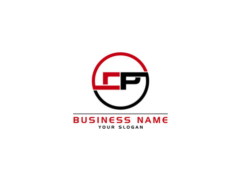 CP Letter Logo, CP c p initial letter logo inside circle shape red and black