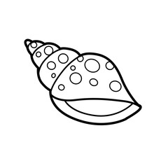 Miter cone shell in the drawing circles outlined for coloring page isolated on white background