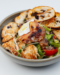 delicious breakfast on a plate on a white background