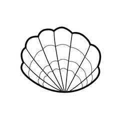 Scallop big shell outlined for coloring page isolated on white background