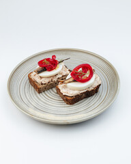 delicious breakfast on a plate on a white background