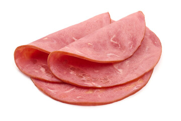 Boiled ham sausage, isolated on white background. High resolution image.
