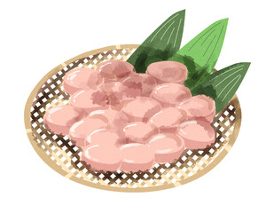 ホタテ　身　ざる　水彩風