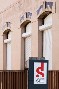 Tournus, France - July 5, 2020: Groupe SEB factory in Tournus. Groupe SEB is a large French consortium that produces small appliances and Its headquarters are in Ecully, a Lyon suburb, France