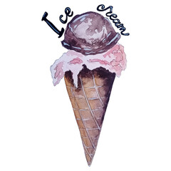 Hand painted watercolor icecream