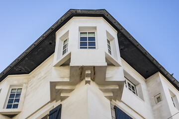 Typical architecture of the southern cities of France: Saint Jean de Luz, Pyrenees-Atlantiques department in southwestern France.