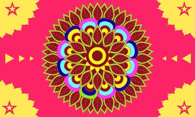 Abstract festive colorful mandala vector ethnic tribal pattern