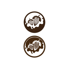 chocolate logo and cocoa icon and vector design bean and nut cacao  delicious