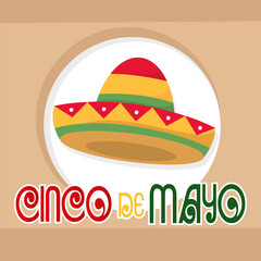 Cinco de mayo poster with a traditional mexican hat Vector