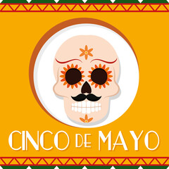 Cinco de mayo poster with a skull Vector illustration