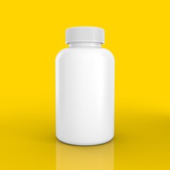 Blank Pill Bottle on Yellow Background Mock Up
