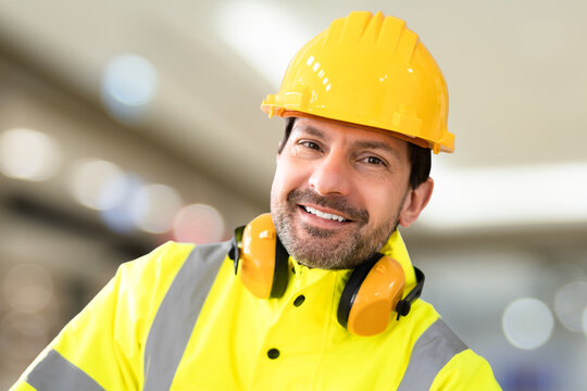 Young Worker Man With Hard Hat