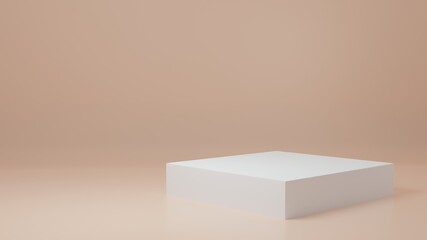 White Product Stand in cream room ,Studio Scene For Product ,minimal design,3D rendering	
