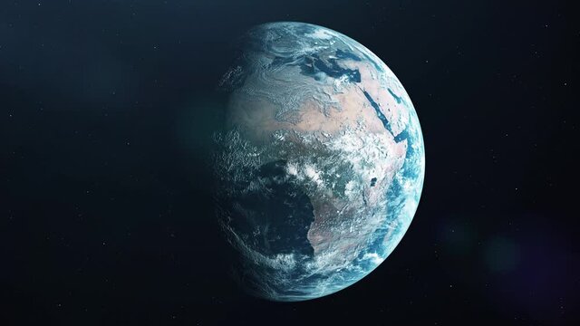 Animation of Earth seen from space. Photo realistic 3d earth. Earth from space