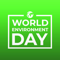 world environment day June 5th  modern creative banner, sign, design concept, social media template  with white text on a green abstract background 