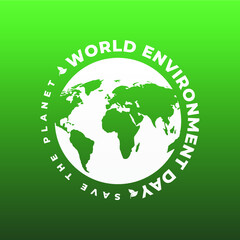 world environment day June 5th  modern creative banner, sign, design concept, social media template  with white  text on a green abstract background 