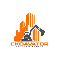 Fototapeta premium Excavator logo template, Perfect for businesses related to construction