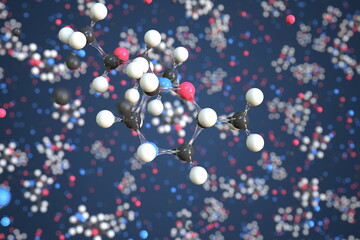 Methylmorpholine molecule made with balls, scientific molecular model. Chemical 3d rendering