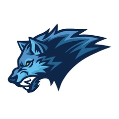 Obraz premium Snarling Wolf Logo of Sports Mascot Design Vector Illustration